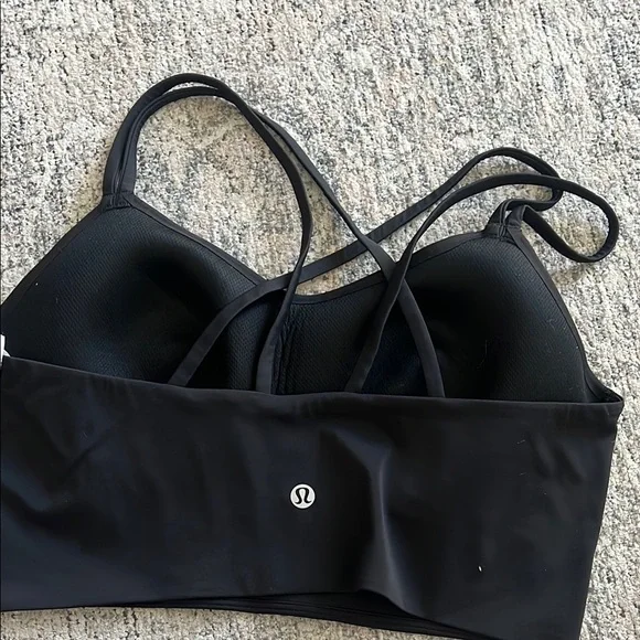 Lululemon longline like a cloud sports bar black sz 10 yoga Pilates gym - Picture 2 of 6